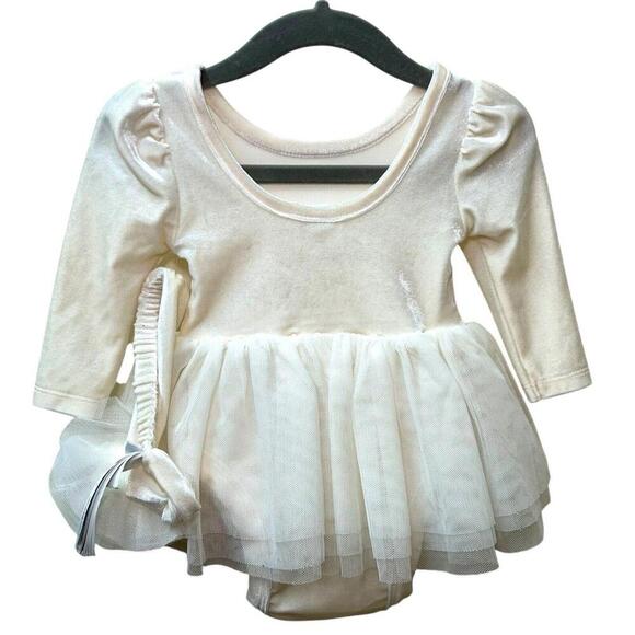 Baby Gap Ivory Velvet Long Sleeve Bodysuit Tutu Dress & Headband 3-6 Months NEW - Picture 10 of 10